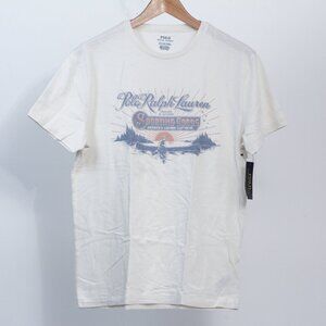 NWT Polo Ralph Lauren Mens Outdoor Sporting Goods Canoe White Graphic T Shirt, S